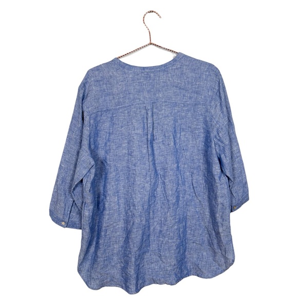 Chico's 100% Linen V-Neck Tunic Blouse - Picture 2 of 6